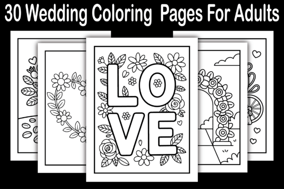 30 Wedding Coloring Pages for Adults: Graphics & Coloring Pages