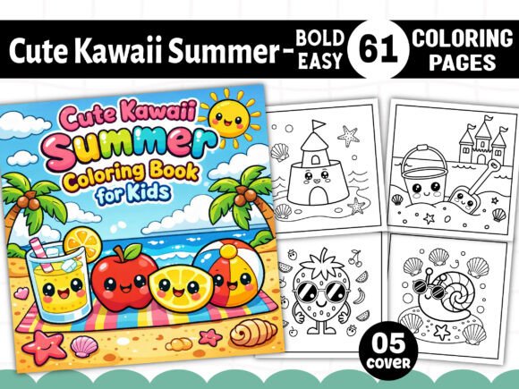 60 Cute Kawaii Summer Coloring Pages Graphics