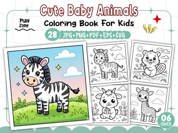 Adult Cute Baby Animals Coloring Pages Graphics