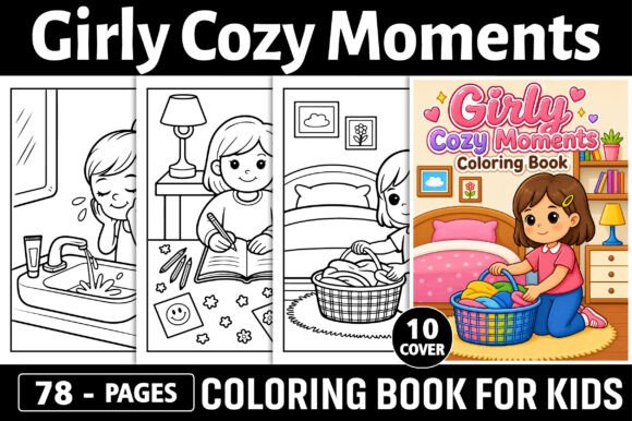 Adult Girly Cozy Moments Coloring Pages & Graphics