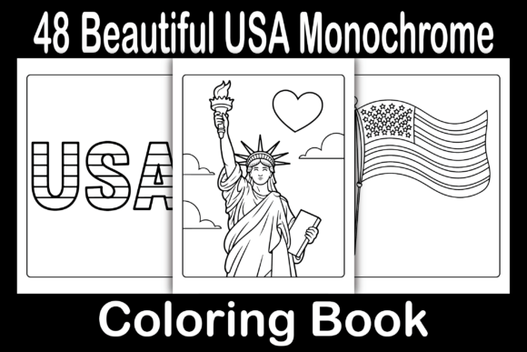 Beautiful USA Monochrome Coloring Pages & Graphics