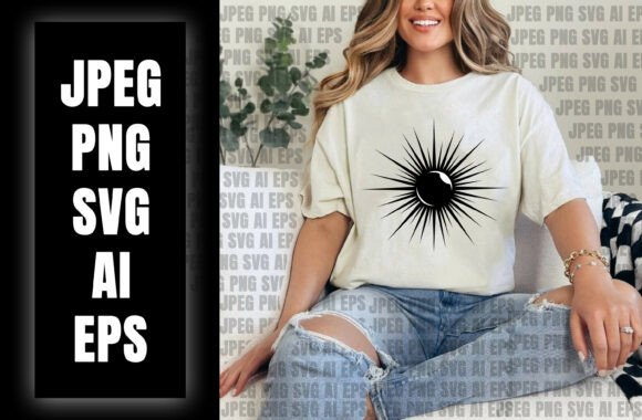 Black Sunburst Design Element: Graphics for T-Shirt Designs