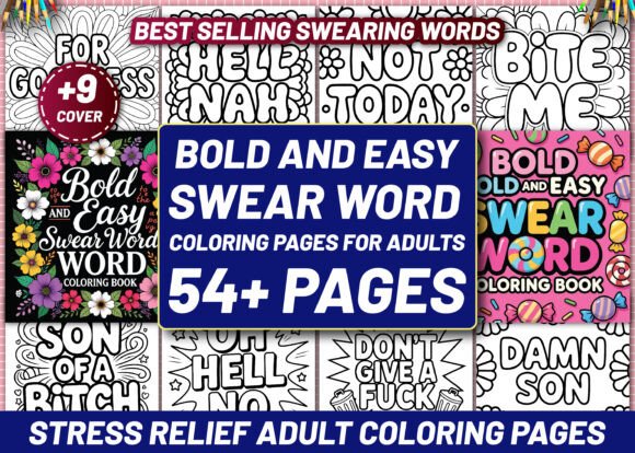 BOLD and EASY SWEAR WORD Coloring Pages Graphics