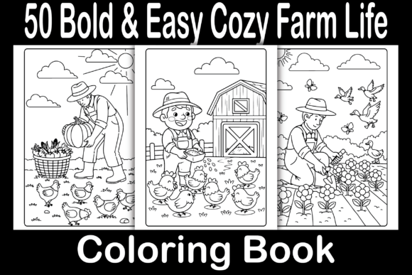 Bold Easy Cozy Farm Life Coloring Pages & Graphics