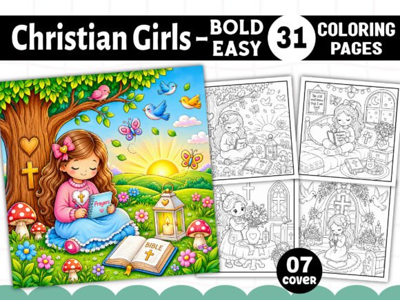 Christian Girls Bold and Easy Book: Graphics & Coloring Pages
