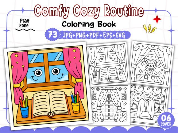 Comfy Cozy Routine Coloring Pages Graphics