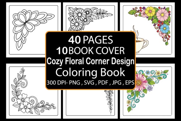 Cozy Floral Corner Design Coloring Pages & Graphics