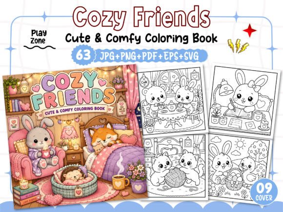 Cozy Friends Cute Comfy Coloring Book