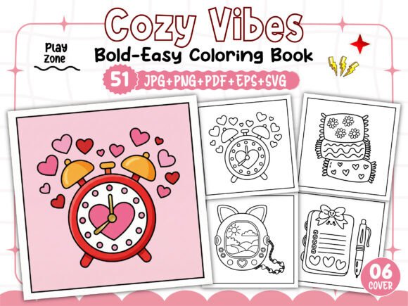 Cozy Vibes Bold and Easy Coloring Book