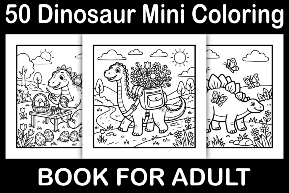 Dinosaur Mini Coloring Pages: Graphics & Coloring Pages