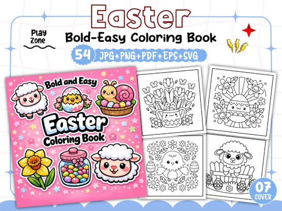Easter Coloring Book Bold and Easy: Graphics & Coloring Pages