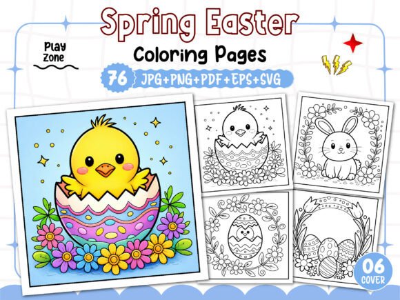 Easter Spring Coloring Pages for Adults: Graphics & Coloring Pages