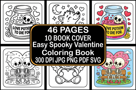 Easy Spooky Valentine Coloring Pages & Graphics