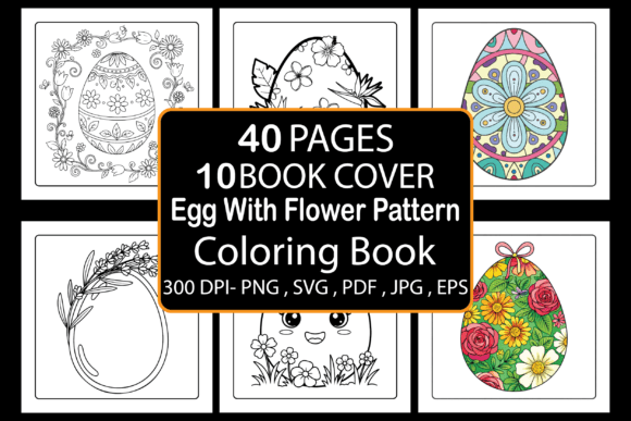 Egg with Flower Pattern Coloring Pages Graphics