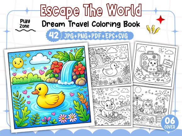 Escape the World Dream Travel Coloring: Graphics & Coloring Pages