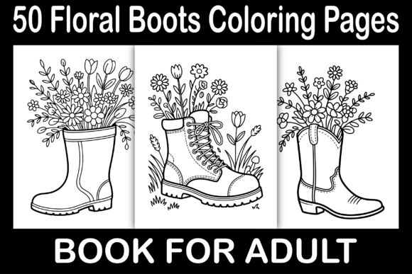 Floral Boots Coloring Pages