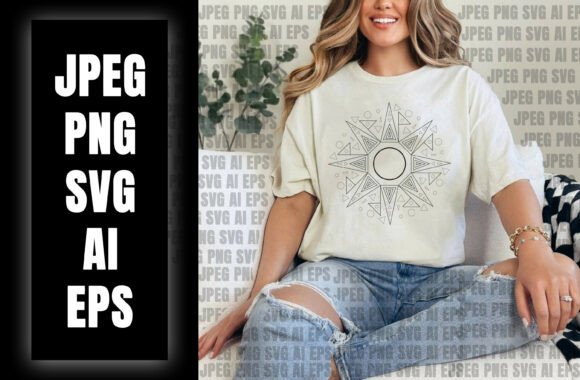Geometric Sunburst Design with Triangles: Graphics for T-Shirt Designs