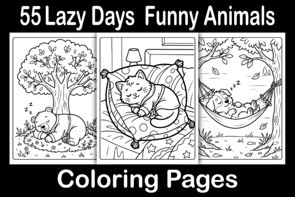 Lazy Days Funny Animals Coloring Pages Graphics