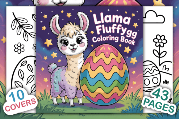 Llama Fluffy Egg Coloring Book: Graphics & Coloring Pages