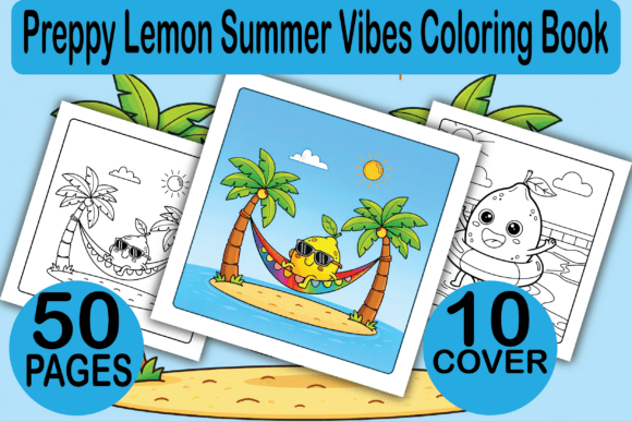 Preppy Lemon Summer Vibes Coloring Pages & Graphics