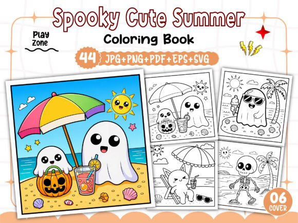 Spooky Cute Summer Coloring Pages: Graphics & Coloring Pages