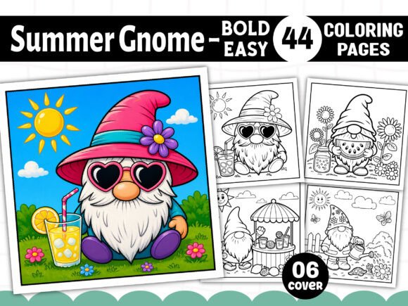 Summer Gnome Coloring Book for Adults