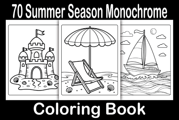 Summer Season Monochrome Coloring Pages & Graphics