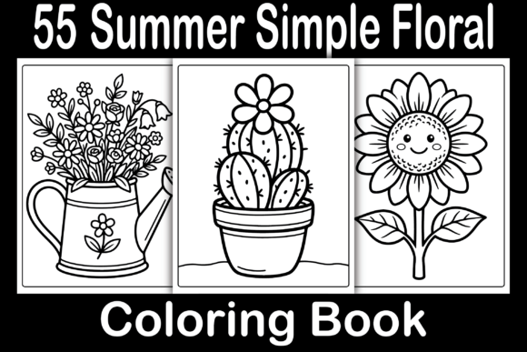 Summer Simple Floral Coloring Book: Graphics & Coloring Pages