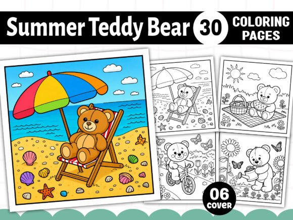 Summer Teddy Bear Coloring Pages Graphics