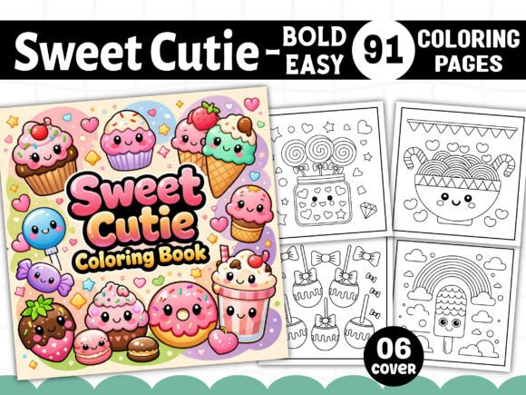 Sweet Cutie Bold and Easy Coloring Pages Graphics