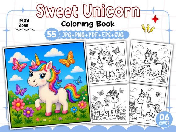 Sweet Unicorn Coloring Pages for Kids