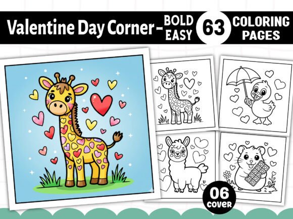 Valentine Day Corner Cute Coloring Pages Graphics