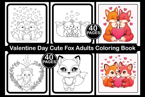 Valentine Day Fox Adults Coloring Pages Graphics