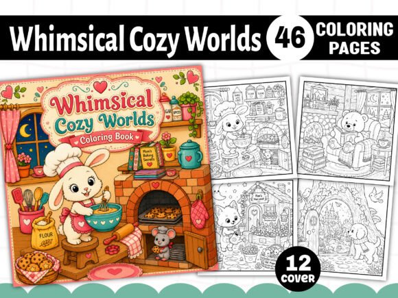 Whimsical Cozy Worlds Coloring Pages & Graphics
