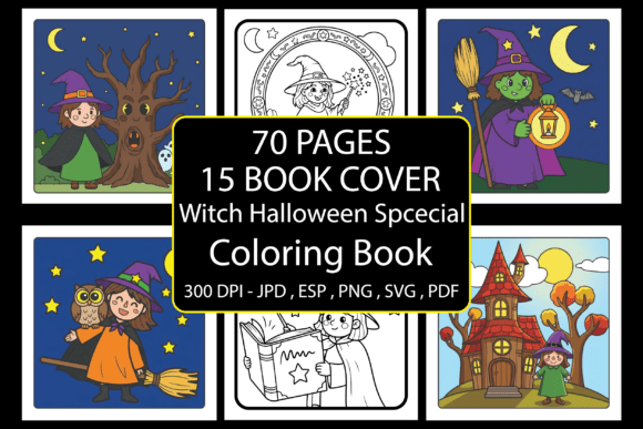 Witch Halloween Coloring Pages Graphics